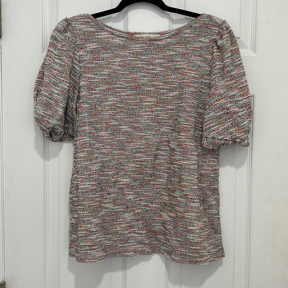 Loft multicolor puff sleeve top